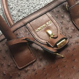 London fog ostrich brown and gold purse